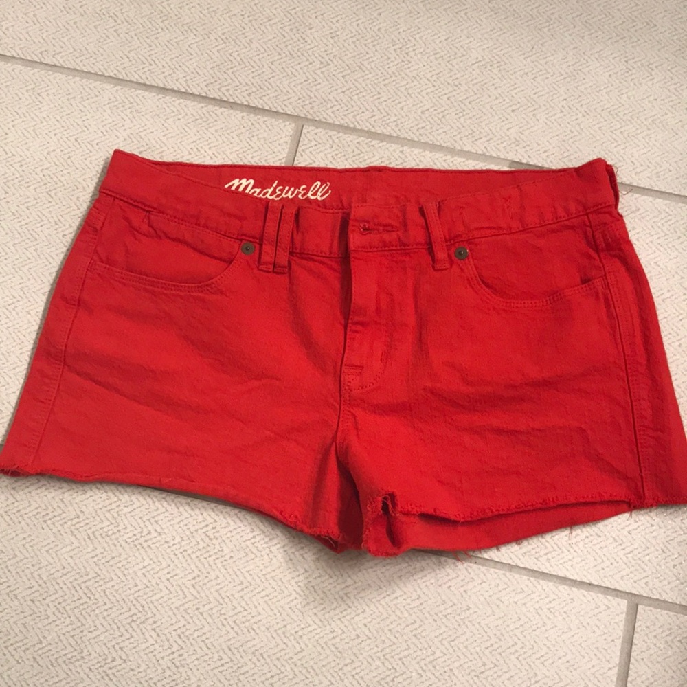 Madewell red jean shorts size 27